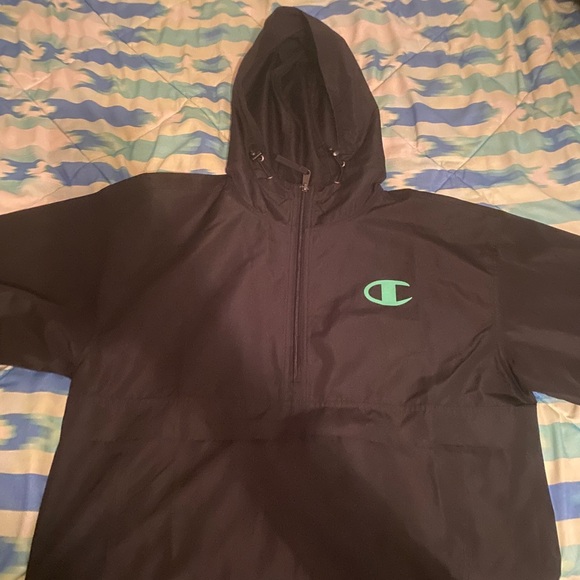 BLACK CHAMPION HALF-ZIP LIGHT JACKET/RAIN JACKET - Picture 5 of 8